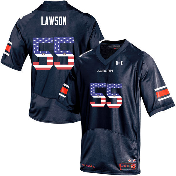 Men's Auburn Tigers #55 Carl Lawson USA Flag Fashion Navy College Stitched Football Jersey